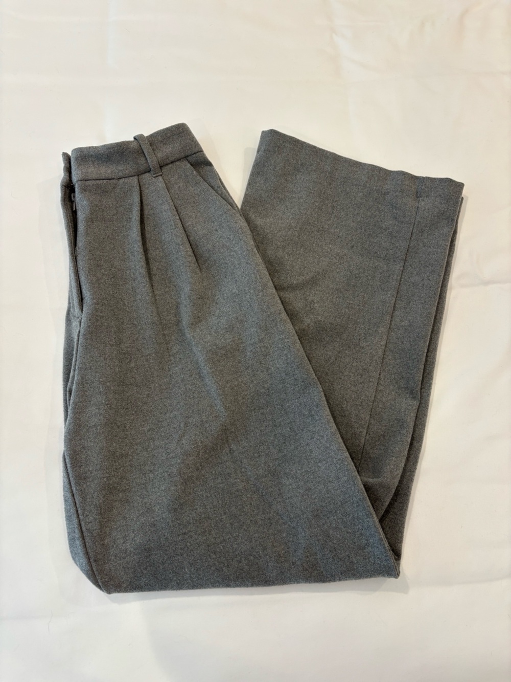 abercrombie gray high waisted wide leg trousers
